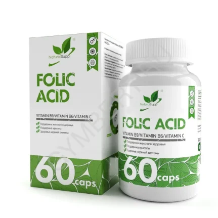 Фото для Natural Supp Vitamin B9 (Folic acid) 600мкг 60 caps, шт., арт. 3007009