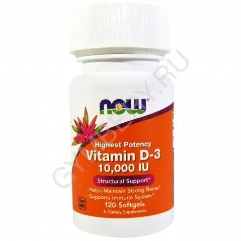 NOW Vitamin D3 10000IU 120 капс шт., арт. 2607063