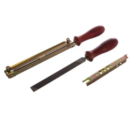 Фото для Набор для заточки пил 4,8мм (тол. звена 1,3-1,6мм, напильник плоский, шаблон, калибр) в сумке- Rezer