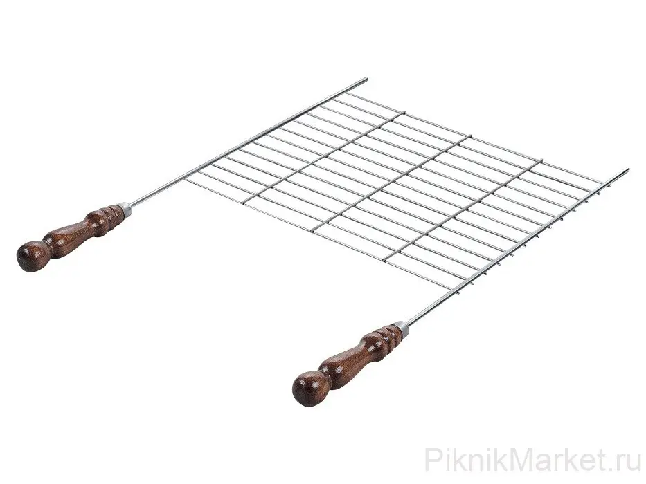 Плоская сетка на мангал с деревянной ручкой из бука 400*300 мм