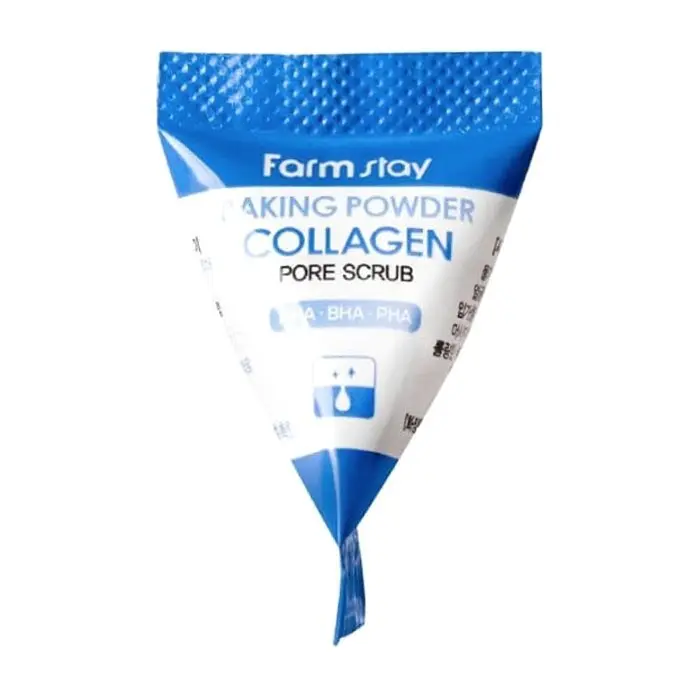 Скраб для лица FarmStay Baking Powder Collagen Pore Scrub (25 шт.) Скраб в пирамидках для очищения пор кожи лица с содой и колла