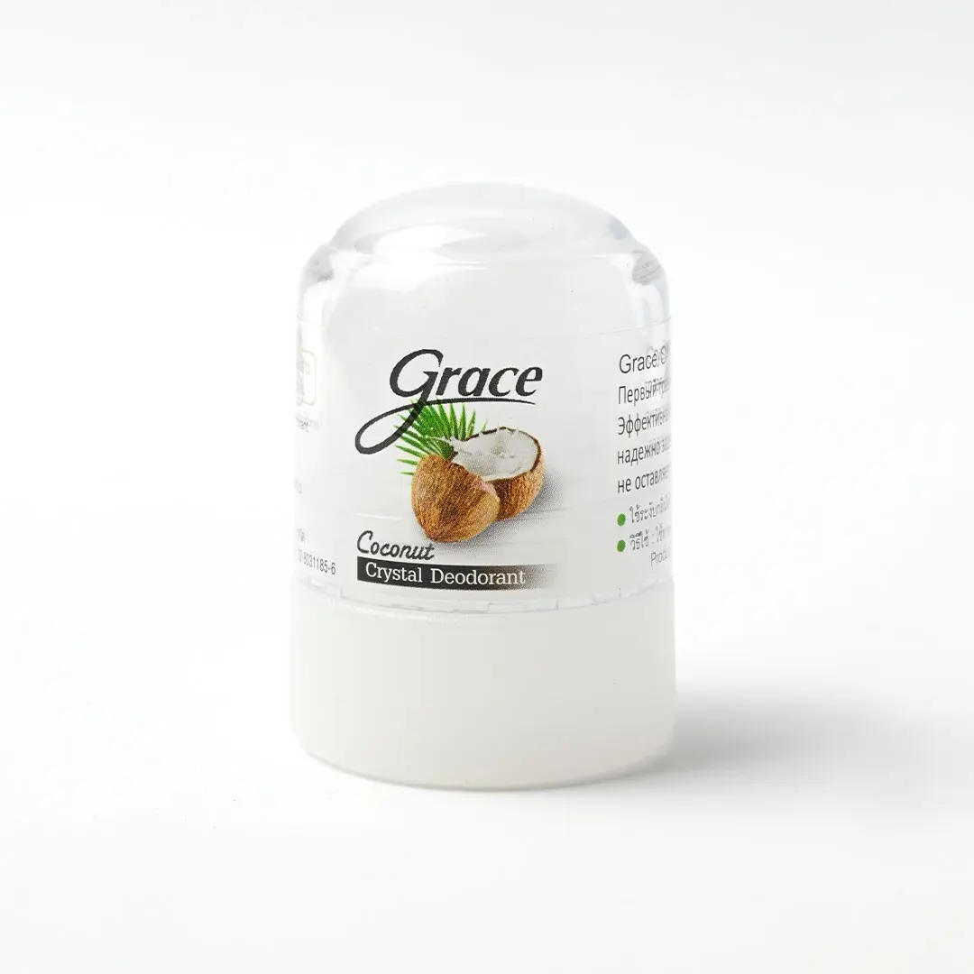 Дезодорант стик Grace Crystal Deodorant - Coconut Минеральный дезодорант-кристалл с ароматом кокоса Объем: 50 мл