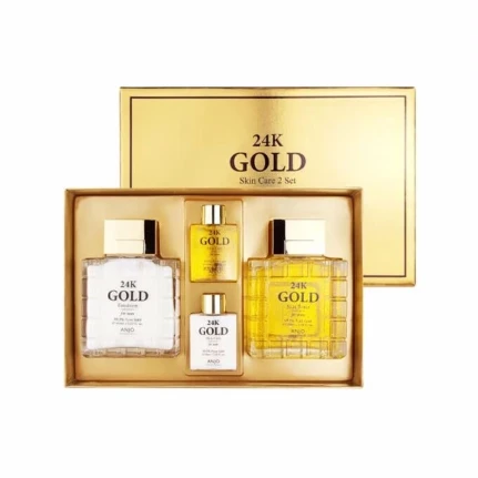 Фото для Anjo Professional Набор для мужчин антивозрастной из 24-каратного золота Skin Care 2 Set 24K Gold For Man, 150/30/150/30 мл