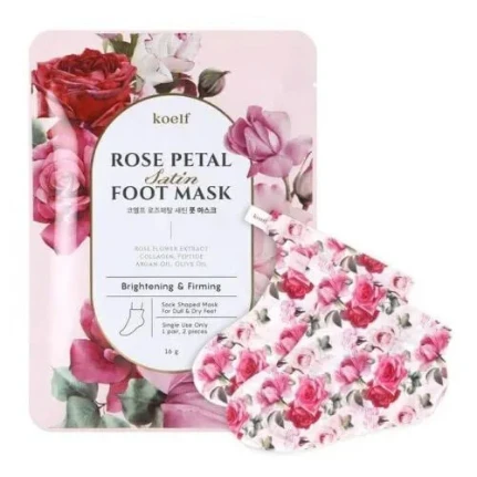 Фото для Маска для ног Koelf Rose Petal Satin Foot Mask Питательная восстанавливающая маска-носочки для стоп с экстрактом розы
