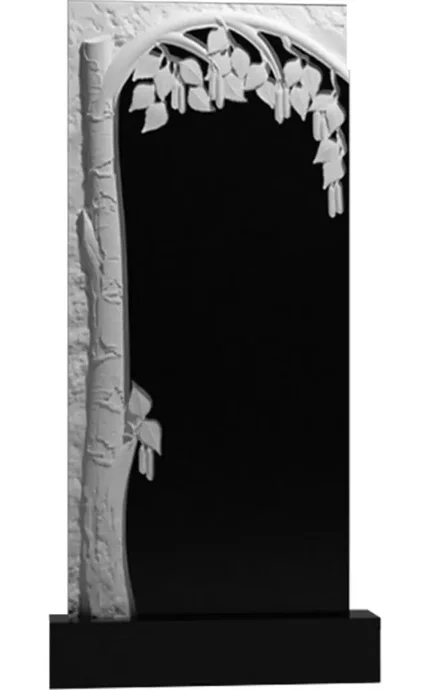 Фото для Гранитные памятники вертикальные резные черные ВАР-210 "Березка"(премиум-класс)
