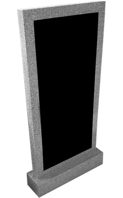Фото для Памятник вертикальный из светло-серого гранита со вставкой из черного гранита ВБА-9