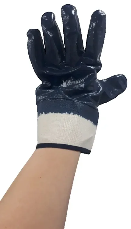 ПЕР 441 Перчатки трикотажные с полным нитриловым покрытием (манжет крага), синий/белый (XL\10)