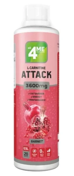 L-карнитин 4ME NUTRITION ATTACK + Гуарана 3600мг 500мл. Гранат