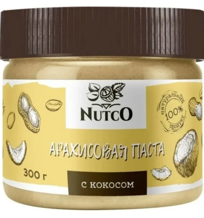 Паста NUTCO арахисовая с кокосом 300г.