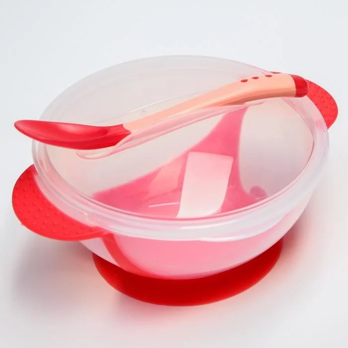 Набор посуды КрошкаЯ 3предмета (миска 350мл+крышка+ложка) красный