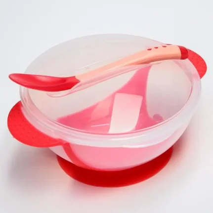 Фото для Набор посуды КрошкаЯ 3предмета (миска 350мл+крышка+ложка) красный