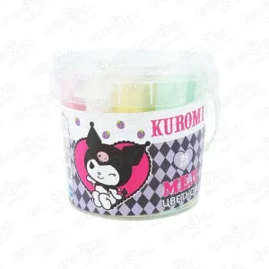 Фото для Мелки цветные Kuromi в ведре 25шт 6цветов