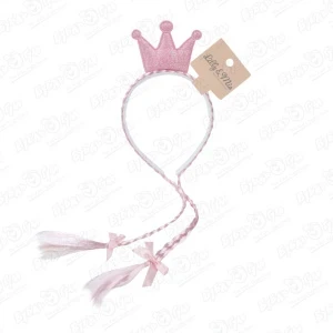 Фото для Ободок с короной и розовыми косичками