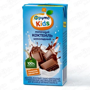 Коктейль ФрутоНяня молочный шоколадный 200мл БЗМЖ