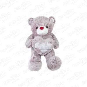 Фото для Медведь игрушка мягкая с сердцем пыльно-серый 55см
