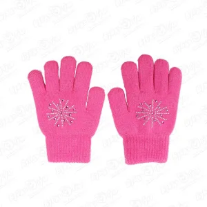 Перчатки Lanson Kids со снежинкой из страз розовые