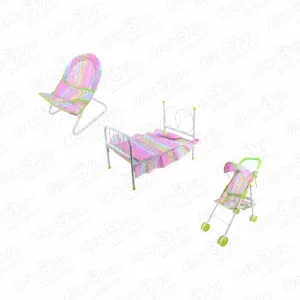 Фото для Набор мебели для пупса Lanson Toys Стульчик коляска и кроватка