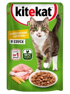 Фото для КИТИКАТ (KiteKat) пауч 85 грамм АППЕТИТНАЯ КУРОЧКА соус