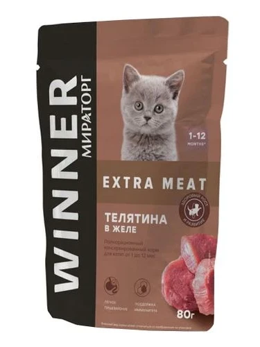 "Winner" 80г/24 Extra Meat корм д/котят Телятина в желе.
