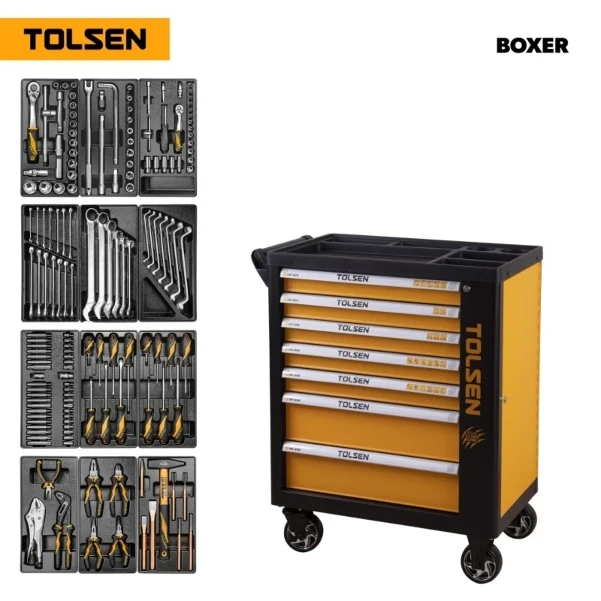 Фото для Набор инструментов "BOXER" в черной тележке, 157 предметов TOLSEN TT85415